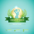 Fiber in Foods Slim Shape and Vitamin Concept Label Vector