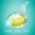 Fiber in Foods Slim Shape and Vitamin Concept Label Vector