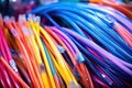 fiber optic cable amid other types of cables Royalty Free Stock Photo