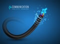 Fiber optic cable for fiber optic concept and advertising communication services Royalty Free Stock Photo