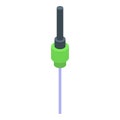 Fiber optic cable connector plugging into green network switch, connecting to high speed internet