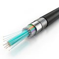 Fiber Optic Cable 3D Render, Cross-Section, High-Speed Data Transmission, fiber optics, optical cable Royalty Free Stock Photo