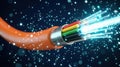 Fiber Optic Cable with Glowing Light Streams Representing High-Speed Data Transmission Royalty Free Stock Photo