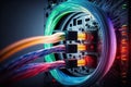 Fiber optic cable internet connection.Generative AI Royalty Free Stock Photo