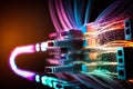 Fiber optic cable internet connection.Generative AI Royalty Free Stock Photo