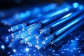 Fiber optic cable light background for communication tech. 16k super quality with bokeh lighting.