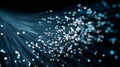 Fiber optic cable light fiber optic strand data transmission blue bokeh glowing filament network technology abstract technology Royalty Free Stock Photo