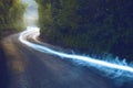 Fiber optic cable running above ground in the British Countryside