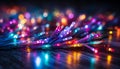 Fiber optic cable wire close up background with optical lighting and bokeh16k high quality image Royalty Free Stock Photo