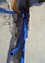 Fiber optic cables buried in a micro trench
