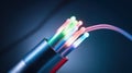 Fiber Optic Cables Carry Vibrant Colored Light to Transmit Data Royalty Free Stock Photo