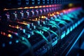 Fiber Optic cables connected to an optic ports in data centere Ai generative Royalty Free Stock Photo