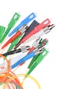 Fiber optic cables and connectors of telecommunication networks Royalty Free Stock Photo