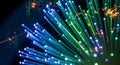 Fiber optic cables illuminate high-speed data flow Royalty Free Stock Photo