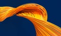 Fiber optic cables orange color on a blue background Royalty Free Stock Photo