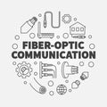Fiber-optic Communication round vector outline illustration Royalty Free Stock Photo