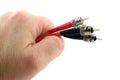 Fiber Optic Computer Cable held in the Hand Royalty Free Stock Photo