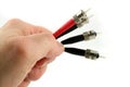 Fiber Optic Computer Cable held in the Hand Royalty Free Stock Photo