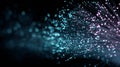Fiber optic data stream in cyan and violet with glowing particles on dark background Royalty Free Stock Photo