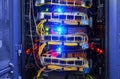Fiber-optic equipment in a modern data center Royalty Free Stock Photo