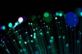 Fiber optic, glare in the focus. Abstract futuristic background Royalty Free Stock Photo