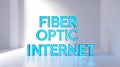 Fiber optic internet connection displayed in bright blue text on a plain background Royalty Free Stock Photo