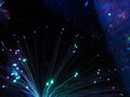 Fiber optic lamp, colored optical fibers, glowing lights at night, party futuristic neon color style, new retro Royalty Free Stock Photo