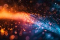 fiber optic light moving while data transfer. Background Generative AI Royalty Free Stock Photo