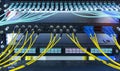 Fiber optic network cable connect to communication Distribution point Royalty Free Stock Photo