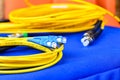 Fiber optic network cables. Royalty Free Stock Photo