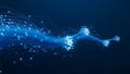 Abstract Fiber Optic Network Connection on Dark Blue Background Generative AI Data Stream Glowing Nodes Seamless Royalty Free Stock Photo