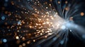 Fiber optic network glow bokeh light strands data transmission abstract futuristic technology Royalty Free Stock Photo