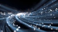 Fiber optic network light stream, data cable, glowing strands, bokeh depth, motion blur Royalty Free Stock Photo