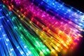 fiber optic strands array lit with multiple colors
