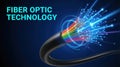 Fiber Optic Technology Illuminating Data Transmission with Blue Light Streaks Royalty Free Stock Photo