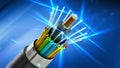 Fiber optical cable detail. 3D illustration Royalty Free Stock Photo