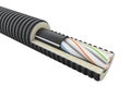 Fiber optical cable detail - 3d render isolated white. Royalty Free Stock Photo