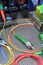 Fiber optical cables, cleaning and testing kit Royalty Free Stock Photo