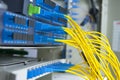 Fiber optical network cables patch panel Royalty Free Stock Photo