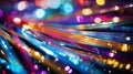 Fiber optics background with lots of light spots and bokeh Royalty Free Stock Photo