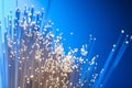 Fiber optics on a blue background, Royalty Free Stock Photo