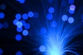 Fiber optics in blue, close up Royalty Free Stock Photo