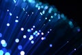 Fiber optics in blue, close up Royalty Free Stock Photo