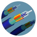 Fiber optics cable technology set in circle vector illustration Royalty Free Stock Photo