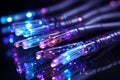 Fiber optics cable wire close up with bokeh lightinghigh quality 16k image for tech background Royalty Free Stock Photo