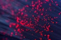 Fiber optics in red, close up with bokeh, warm lens flare Royalty Free Stock Photo