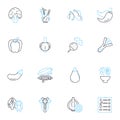 Fiber-rich diet linear icons set. Fibrous, Nutritious, Healthy, Digestive, Cleansing, Filling, Satiating line vector and