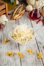 Fiber smoked cheese chechil in a bowl