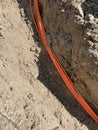 Fiberglass broadband cables in the street. Optical fiber cable. Royalty Free Stock Photo