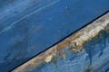 Fiberglass Crack Repair on a Blue Boat Hull Royalty Free Stock Photo